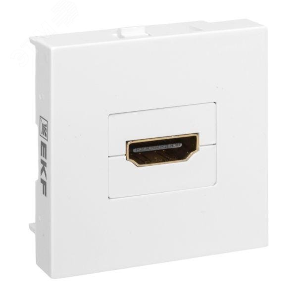 Изображение товара Розетка HDMI EKF 45x45, белая, 2 модуля, 1 гнездо