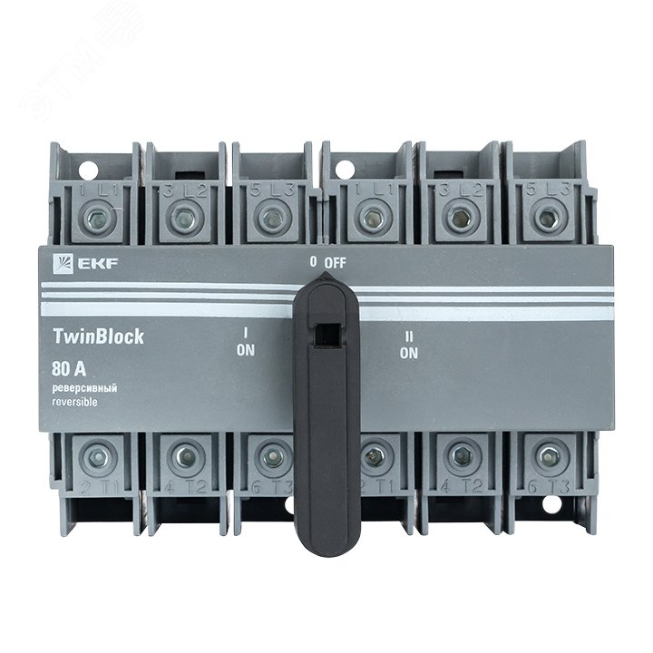 Рубильник 80A 3P реверсивный c рукояткой управления для прямой установки TwinBlock tb-s-80-3p-rev EKF - превью 4