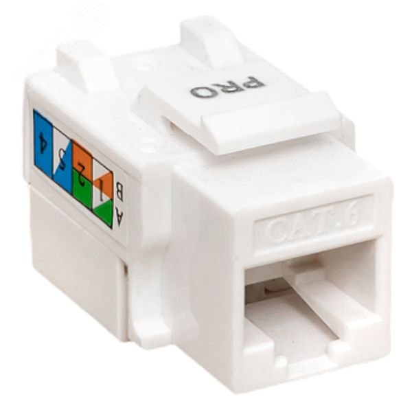 Изображение товара Модуль Keystone TERACOM PRO Cat.6 RJ-45 неэкранированный 110 IDC 90 градусов белый (шт)