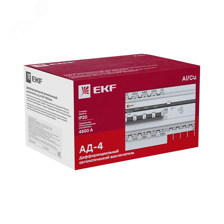 Выключатель автоматический дифференциальный АД-4 4п 25А 30мА С PROxima DA4-25-30-pro EKF - превью 4