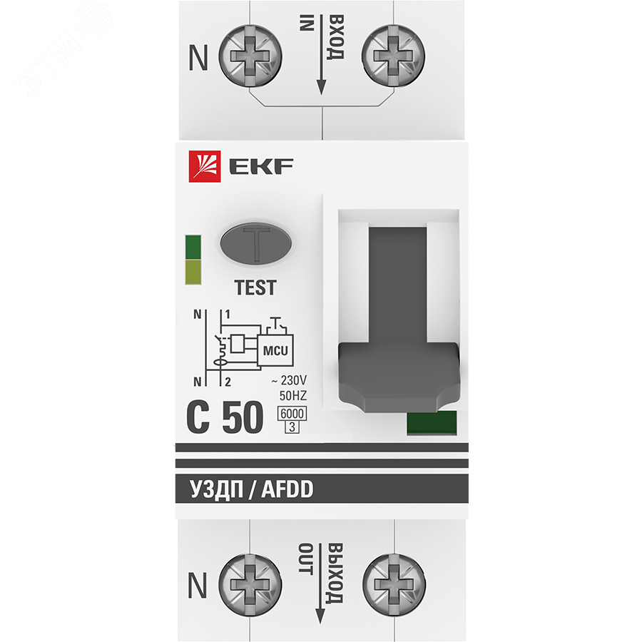 Устройство защиты от дугового пробоя (УЗДП) с автоматическим выключателем 1P+N 50А (C) 6кА PROxima afdd-2-50C-pro EKF - превью 2