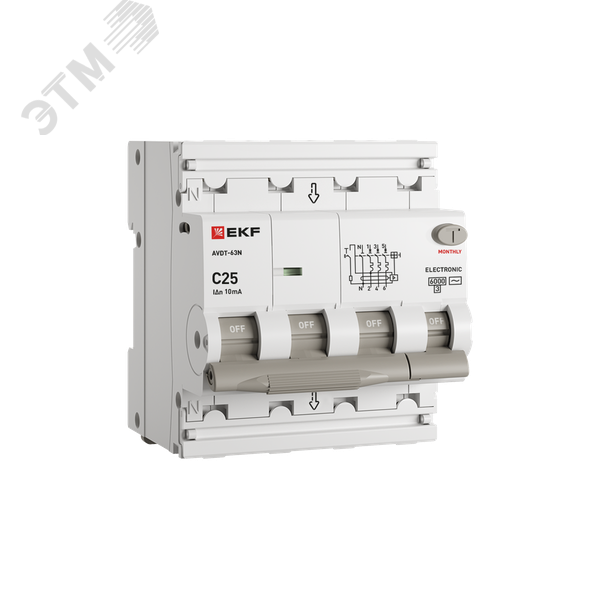 Изображение товара Выключатель автоматический дифференциального тока 3P+N 25А 10мА AC EKF PROXIMA