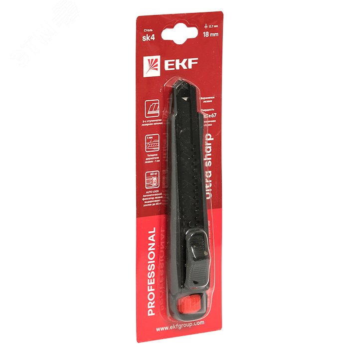 Нож строительно-монтажный 18 мм НСМ-80 Professional ncm-80-pro EKF - превью 3
