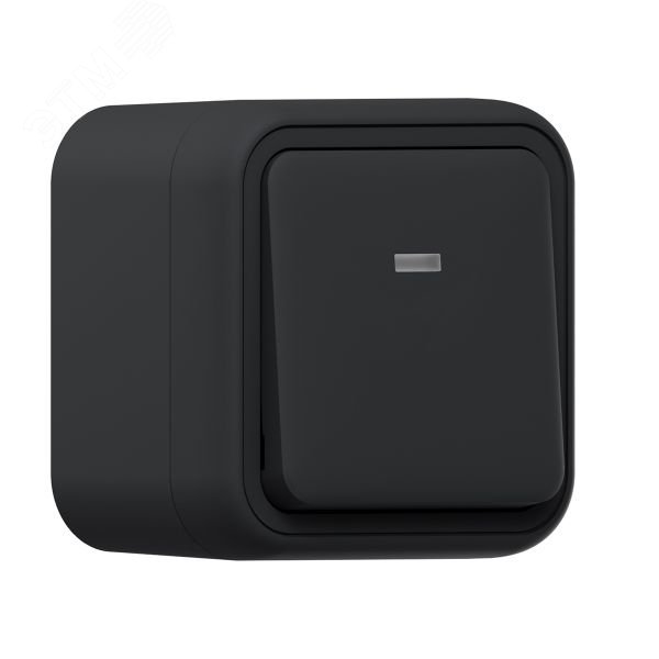 Изображение товара Выключатель, одноклавишный, проходной, с подсветкой, ОП, автоматические клеммы антрацит, Бронто EKF (шт)