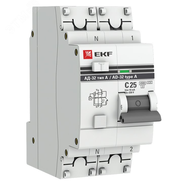 Автомат дифференциальный АД-32 1P+N 25А/10мА (тип А) PROxima DA32-25-10-a-pro EKF - превью 2
