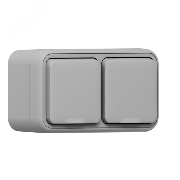 Изображение товара Розетка, двухместная, ОП, винтовые клеммы серый, Бронто EKF (шт)