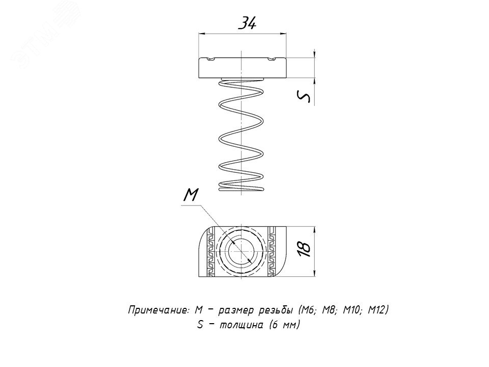 STRUT-гайка (канальная) М10 с длинной пружиной stgdpM10 EKF - превью 3