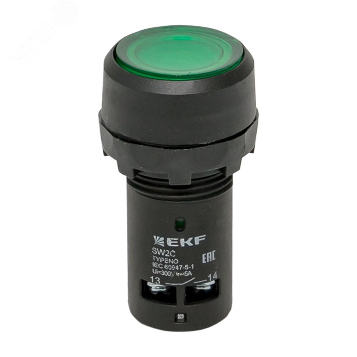 Кнопка зеленая SW2C-10D с подсветкой неон 1з+1р I P54 sw2c-md-g EKF - превью 2