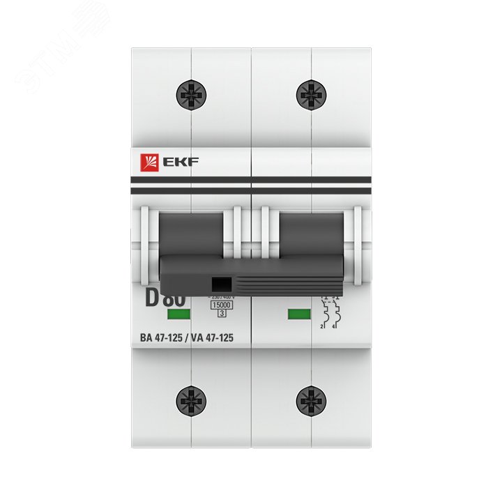 Автоматический выключатель ВА 47-125 2P 80А (D) 15кА PROxima mcb47125-2-80D EKF - превью 2