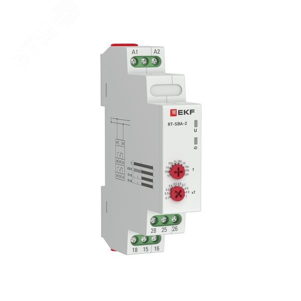 Изображение товара Реле времени RT-SBA-2 PROxima с регулировкой задержки до 504000 секунд, монтаж DIN-рейка