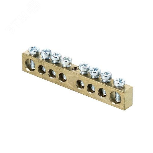 Изображение товара Шина нулевая 8х12мм 125А 8 отверстий крепеж по центру латунь PROxima (шт)