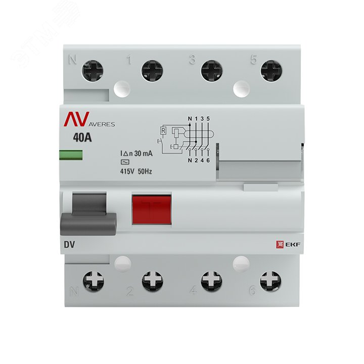 Устройство защитного отключения DV 4P 40А/ 30мА (AC) AVERES rccb-4-40-30-ac-av EKF - превью 2