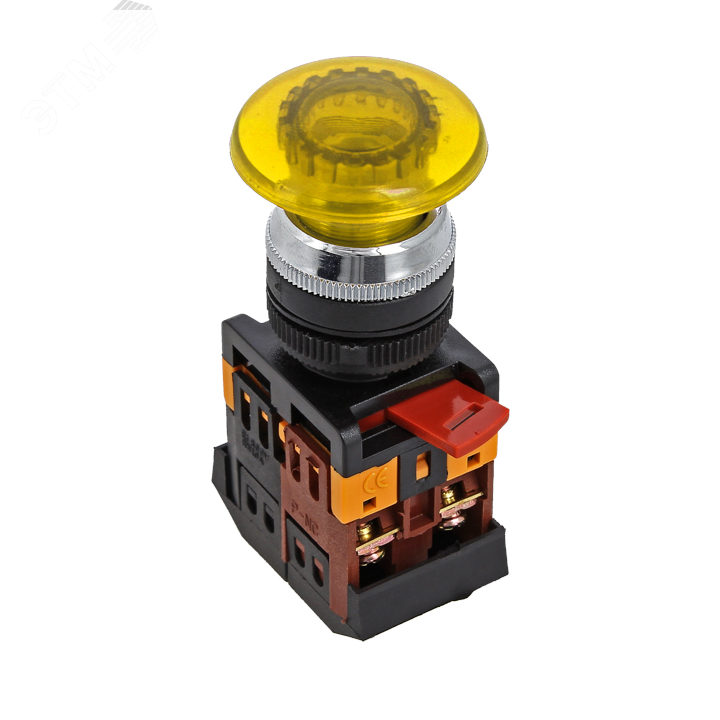 Изображение товара Кнопка AELA-22 'Грибок' желтая с подсветкой NO+NC 24В PROxima (шт)