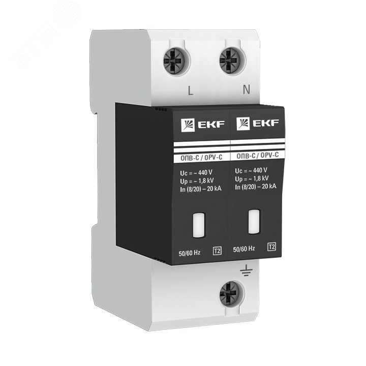 Изображение товара Ограничитель импульсных напряжений серии ОПВ-C/2P In 20кА 400В EKF