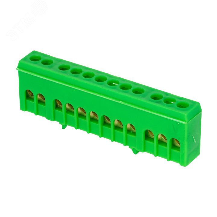 Шина 0 PE (6х9мм) 12 отверстий латунь зеленый изолированный корпус на DIN-рейку розничный стикер PROxima sn0-63-12-ig-r EKF - превью 2