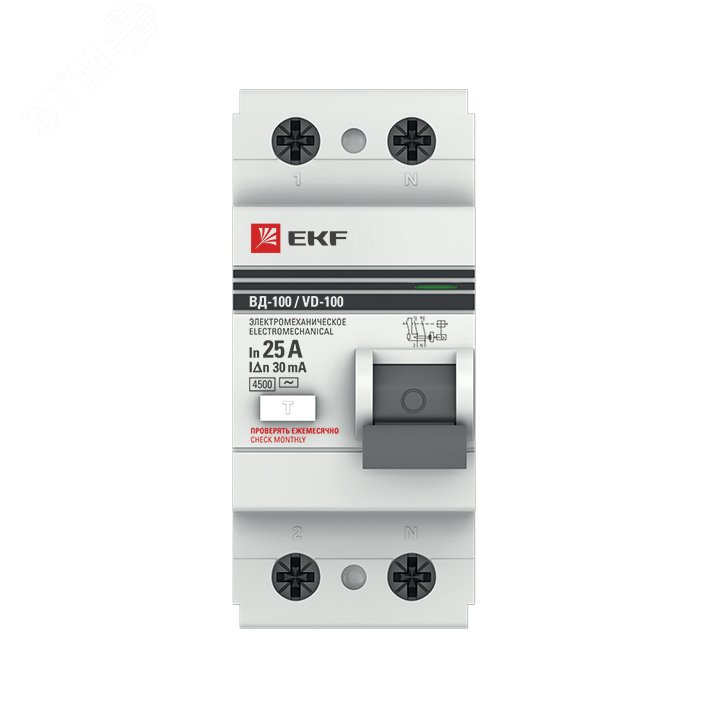Выключатель дифференциального тока (УЗО) 2п 25А 30мА АС PROxima elcb-2-25-30-em-pro EKF - превью 4