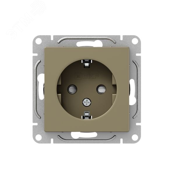 Изображение товара Одноместная розетка с заземлением и шторками EKF Эпика шампань