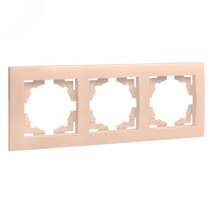 Изображение товара Рамка трехпостовая EKF Валенсия кремовая для электроустановочных изделий