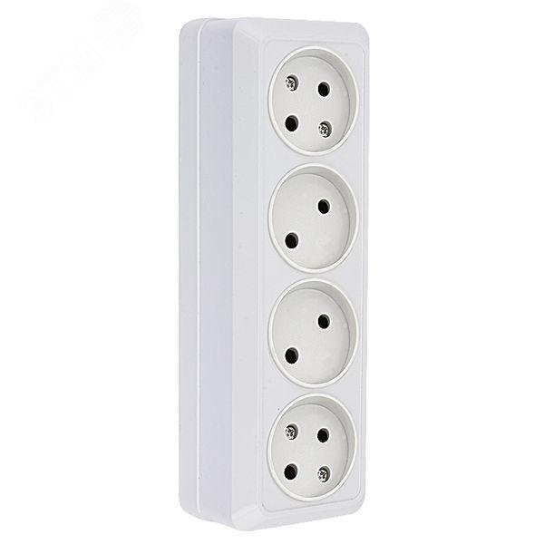 Изображение товара Розетка Рим 4-местная 10А без заземления белая EKF для дачи и дома