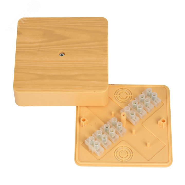 Изображение товара Коробка разветвительная КМР-030-032кг 100х100х25 с клеммником светлое дерево PROxima (шт)