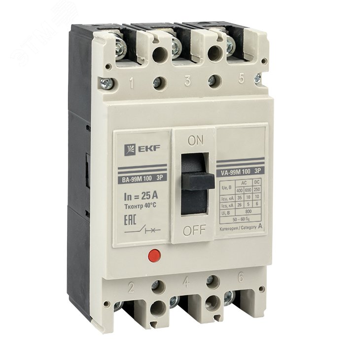 Изображение товара Выключатель автоматический ВА-99М 100/25А 3P 35кА EKF PROxima
