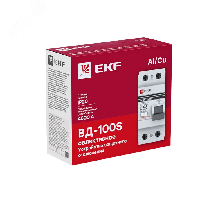 Устройство защитного отключения селективное 2P 80А/100мА (электромеханическое) PROxima elcb-2-80-100S-em-pro EKF - превью 4