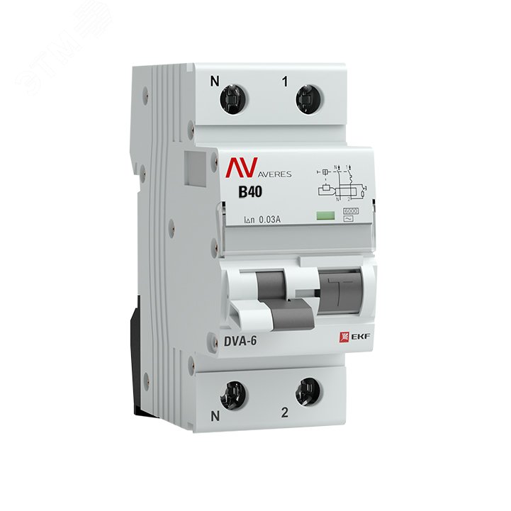 Автомат дифференциальный DVA-6 1P+N 40А (C) 30мА (AC) 6кА AVERES rcbo6-1pn-40C-30-ac-av EKF - превью