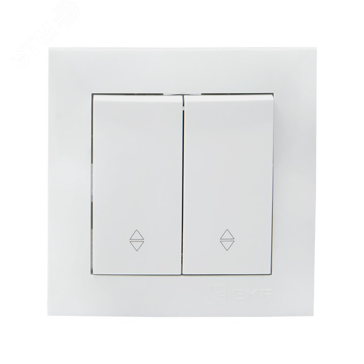 Изображение товара Выключатель проходной двухклавишный 10А Валенсия EKF белый стильный и надежный