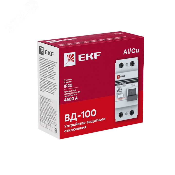 Выключатель дифференциального тока (УЗО) 2п 25А 10 мА АС PROxima elcb-2-25-10-em-pro EKF - превью 3