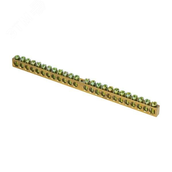 Шина PEN ноль-земля 8х12мм 24 отверстия латунь крепеж по центру PROxima ...