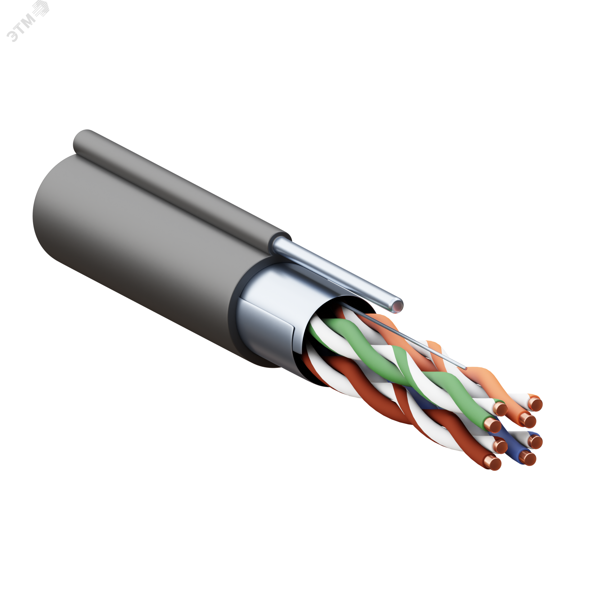 Витая пара TERACOM PRO 5E F/UTP 4 пары solid 24AWG с тросом сталь 1,2 ...
