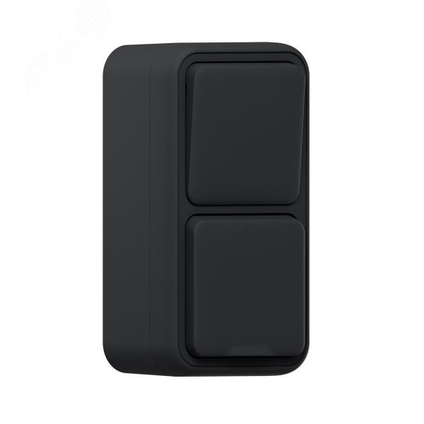 Изображение товара Блок: розетка и выключатель, одноклавишный, проходной ОП, винтовые клеммы антрацит, Бронто EKF (шт)