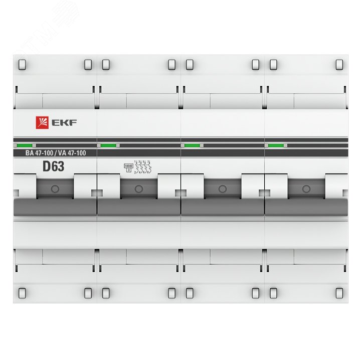 Автоматический выключатель ВА 47-100 4P 63А (D) 10kA PROxima mcb47100-4-63D-pro EKF - превью 3