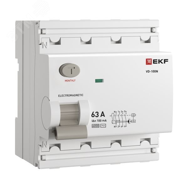 Изображение товара Выключатель дифференциального тока 4P 63А 100мА AC PROXIMA EKF