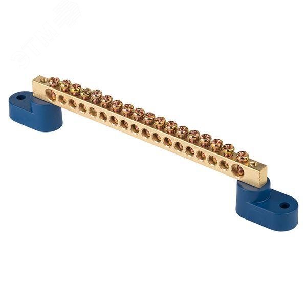 Изображение товара Шина нулевая PROxima из латуни с 18 контактами для заземления и нулевых линий