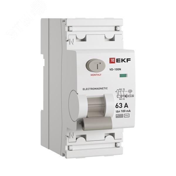 Изображение товара Выключатель дифференциального тока 2P 63А 100мА AC PROXIMA EKF