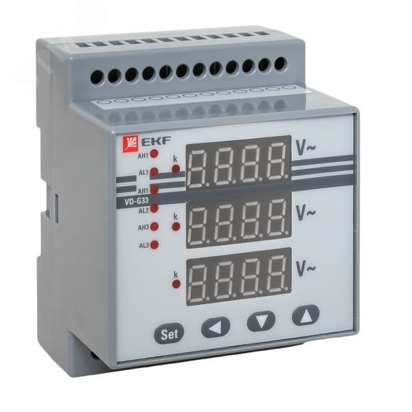 Изображение товара Цифровой трёхфазный вольтметр EKF VD-G33 с высокой точностью 0,5