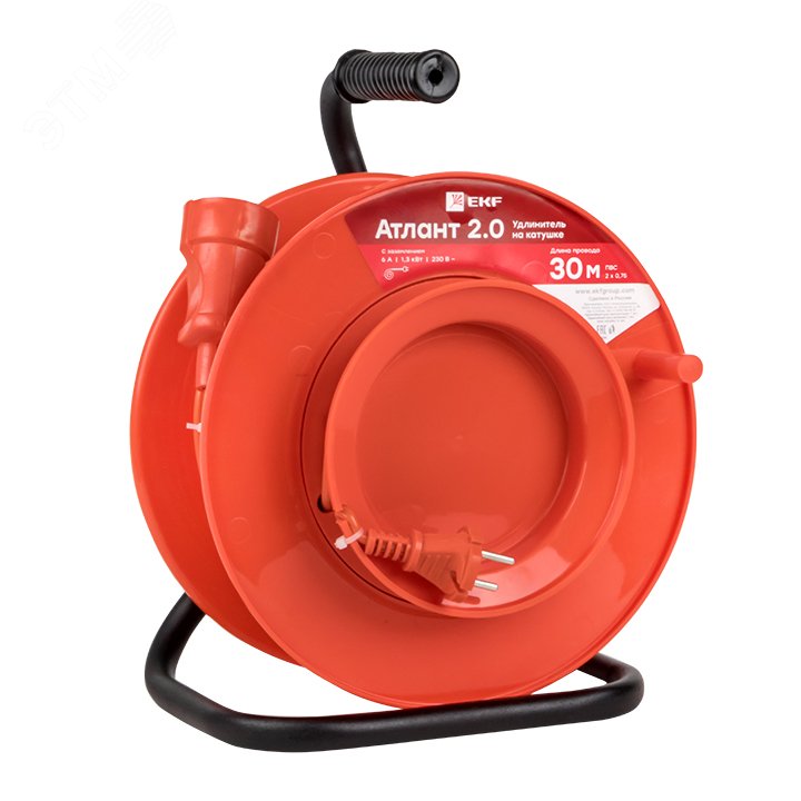 Изображение товара Удлинитель на катушке ''Атлант 2.0'' 1 гнездо 40м без заземления ПВС 2*0,75 6А/1,3кВт PROxima (шт)