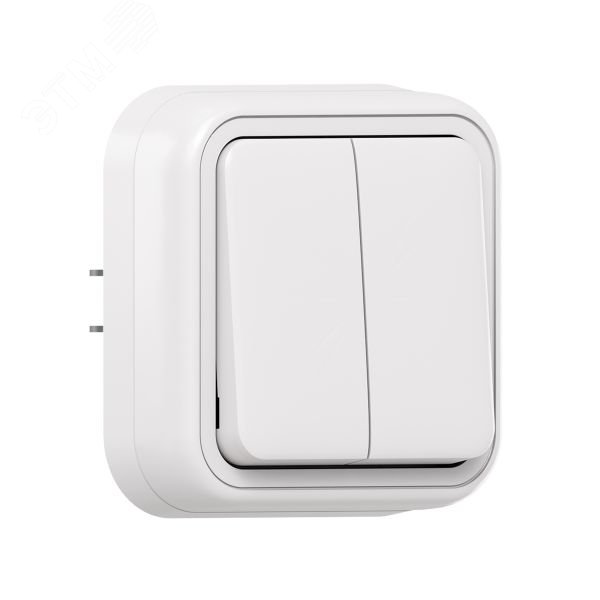 Изображение товара Выключатель, двухклавишный, проходной, СП, автоматические клеммы белый, Бронто EKF (шт)