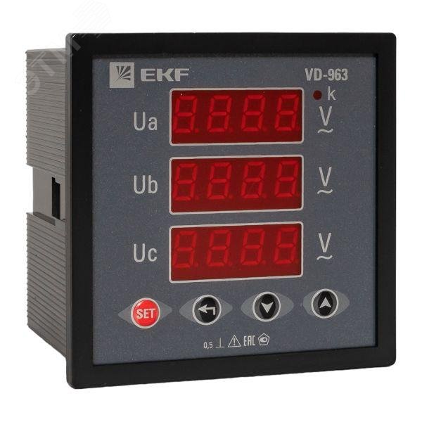 Изображение товара VD-963 Вольтметр цифровой на панель (96х96) трехфазный EKF PROxima (шт)