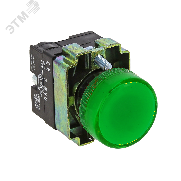 Изображение товара Зеленая сигнальная лампа BV63 EKF с подсветкой 220 В 24 В