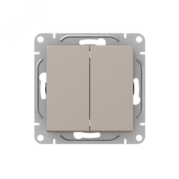 Изображение товара Механизм выключателя. двухклавишный. проходной. кремовый Эпика EKF (шт)