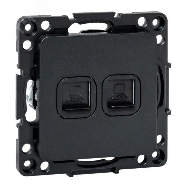 Изображение товара Розетка RJ45 двухместная EKF серии Стокгольм черная для встраиваемого монтажа