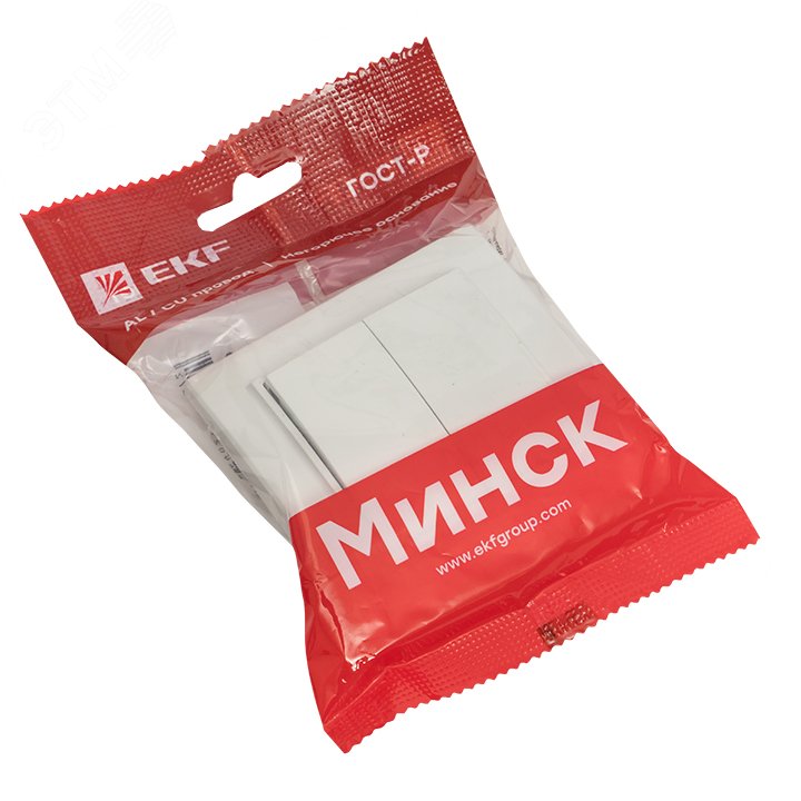 Выключатель Минск 2-клавишный СП 10А белый ERV10-023-10 EKF - превью 4