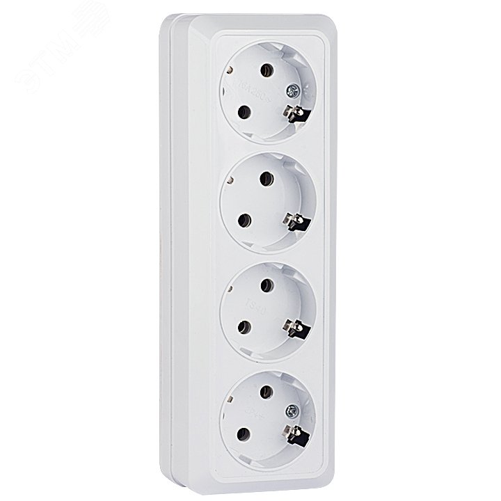 Изображение товара Розетка 4-местная EKF серии Рим с заземлением белая, 220 В, IP20