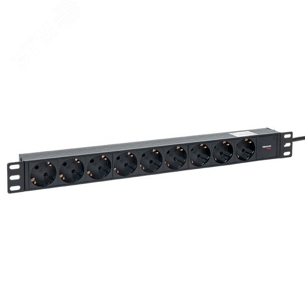 Изображение товара Блок розеток PDU TERACOM PRO 19' 1U 10А/250В 9 роз. Schuko шнур 2 м 3x1.5 мм2 вилка C14 корпус пластик черный (шт)