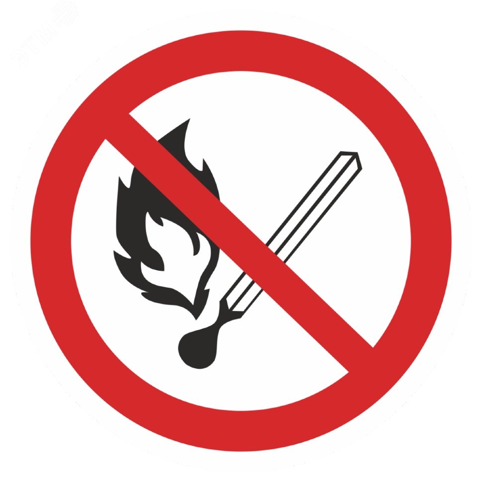 Наклейка ''Запрещается пользоваться открытым огнем и курить'' Р02 (200х200мм) an-3-08 EKF - превью