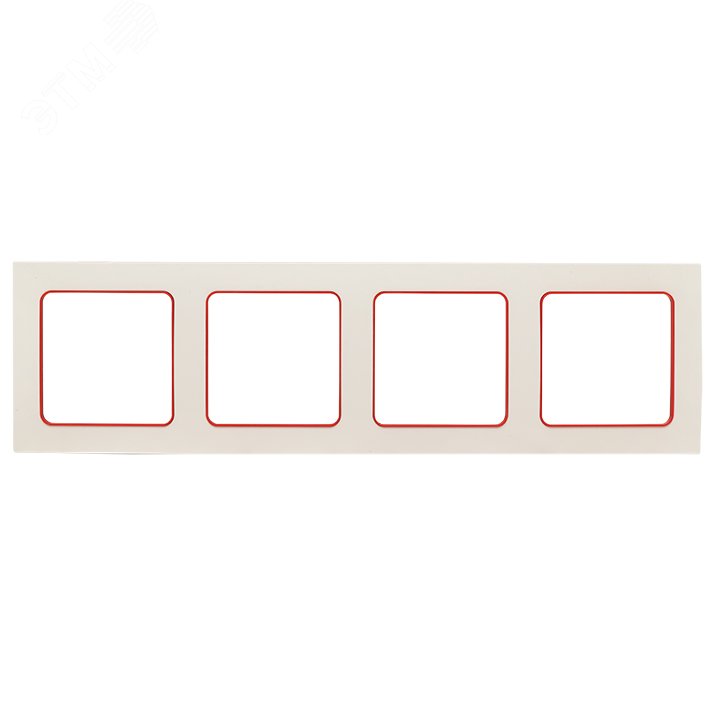 Стокгольм Рамка 4-местная белая с линией цвета красный EAM-G-305-10 EKF - превью 2