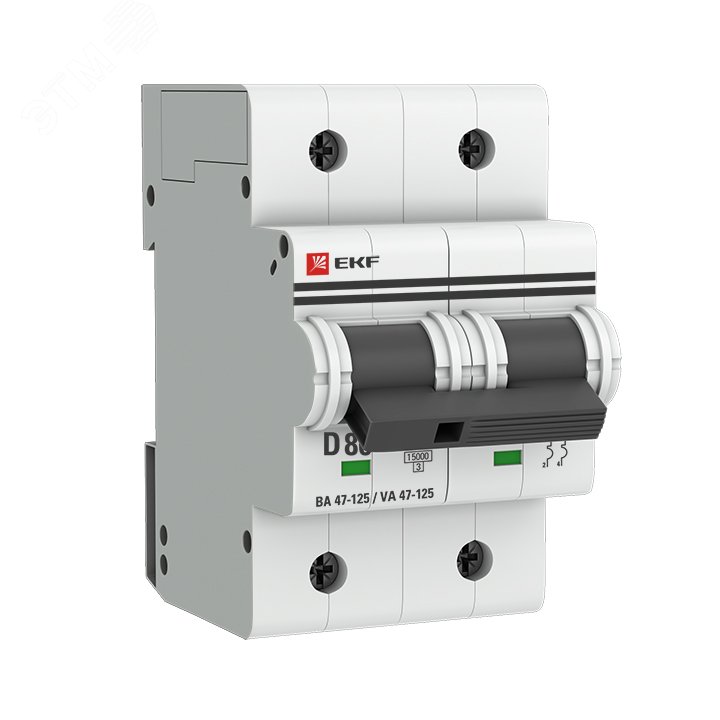Автоматический выключатель ВА 47-125 2P 80А (D) 15кА PROxima mcb47125-2-80D EKF - превью
