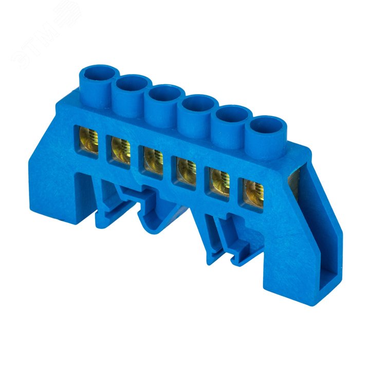 Шина 0 N (8х12мм) 6 отверстий латунь синий нейлоновый корпус комбинированный розничный стикер PROxima sn0-125-6-dn-r EKF - превью 2